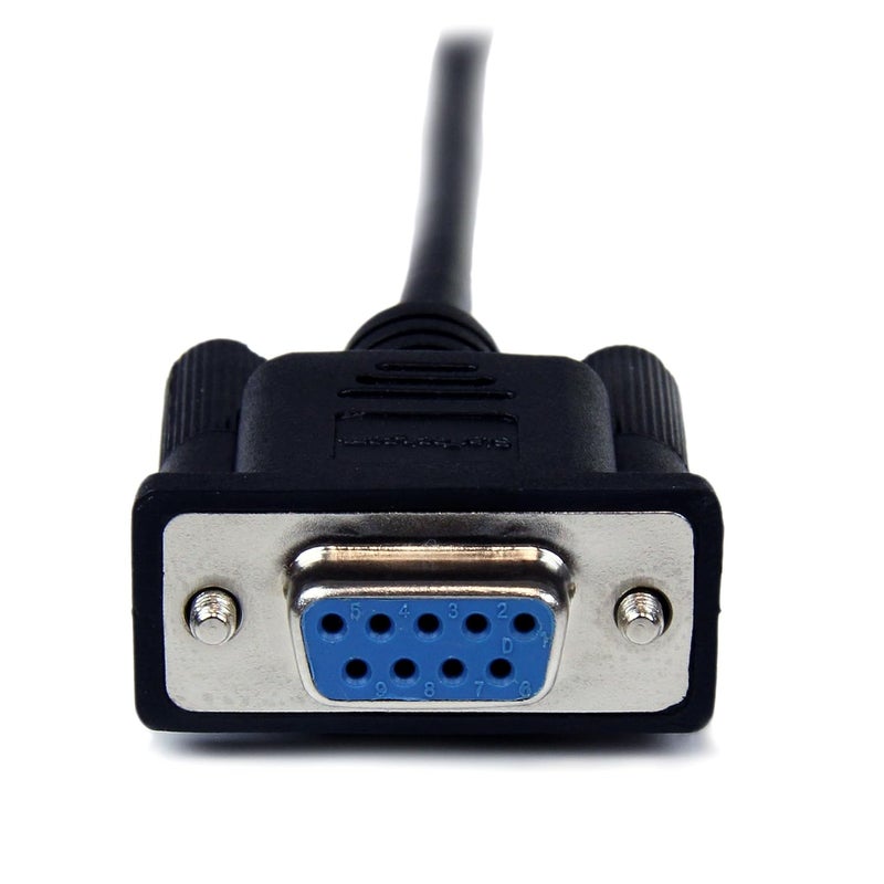 StarTechcom 1m Black DB9 RS232 Serial Null Modem Cable F/M - DB9 Male to Female - 9 pin Null Modem Cable - 1x DB9 (M), 1x DB9 (F), Black (SCNM9FM1MBK) - Image 3